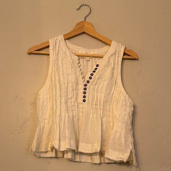 Anthropologie The Lottie Pleated Linen Tank Size Small - Picture 6 of 9